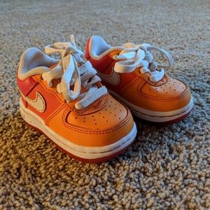 Nike Air Force 1 infant 3c orange and red sneakers